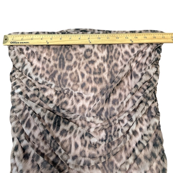 Anthropologie Mesh Shirred Tube Top Size XL Leopard Print Stretch Pullover - Picture 9 of 10